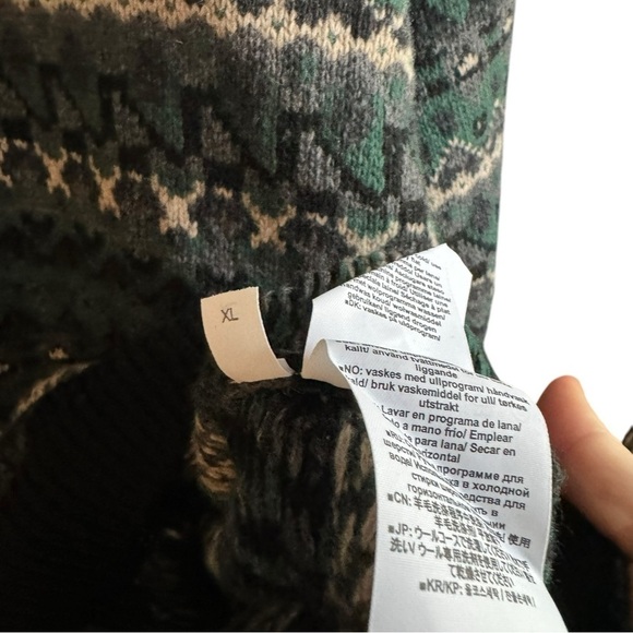 Closed Wool Crewneck Fair Isle Sweater Fern Green XL - Picture 11 of 12